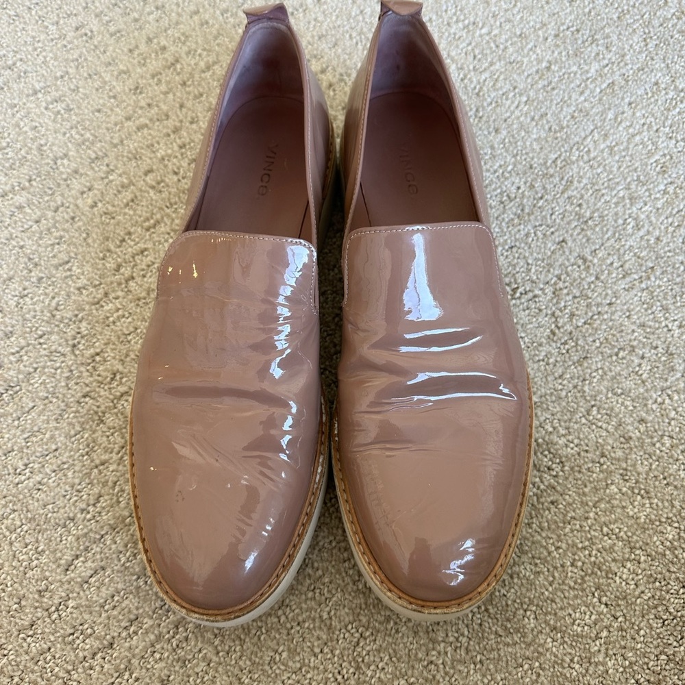 Vince patent leather platform flats